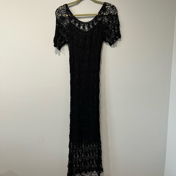 Black Lace Dress w/ Attached Slip, Size XS - Picture 5 of 5
